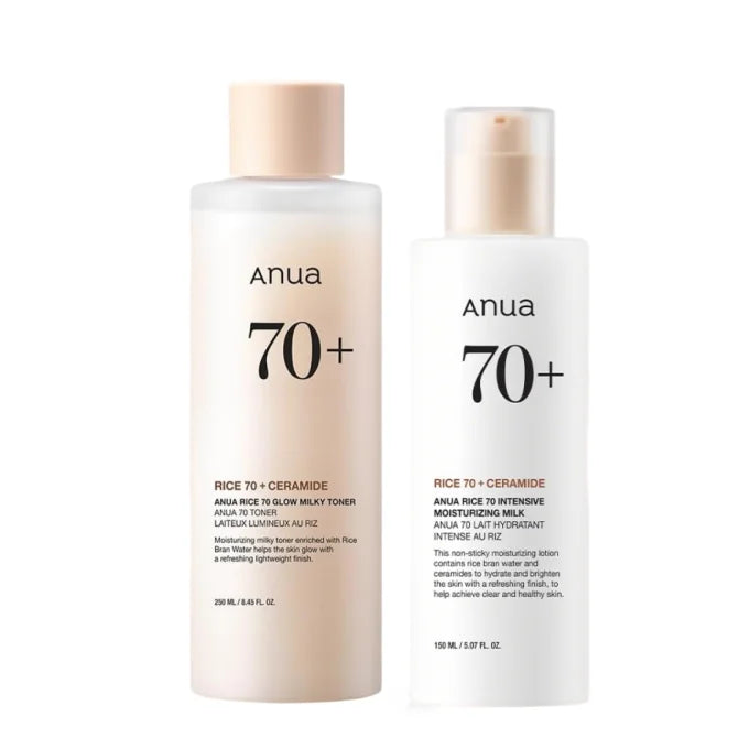 ANUA Rice 70 Glow Milky 3-Step Set – Reinigung, Toner & Lotion