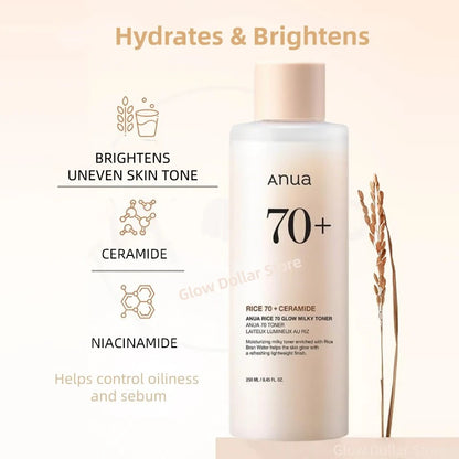 ANUA Rice 70 Glow Milky 3-Step Set – Reinigung, Toner & Lotion